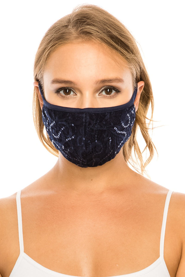 Navy Sequins Mask