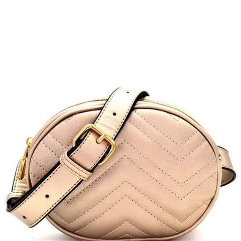Gold Oval Quilted Fanny Pack