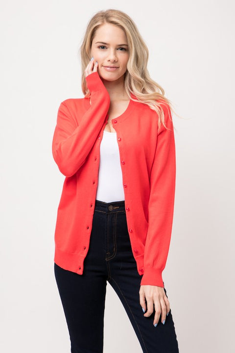 Hot Coral Cardigan