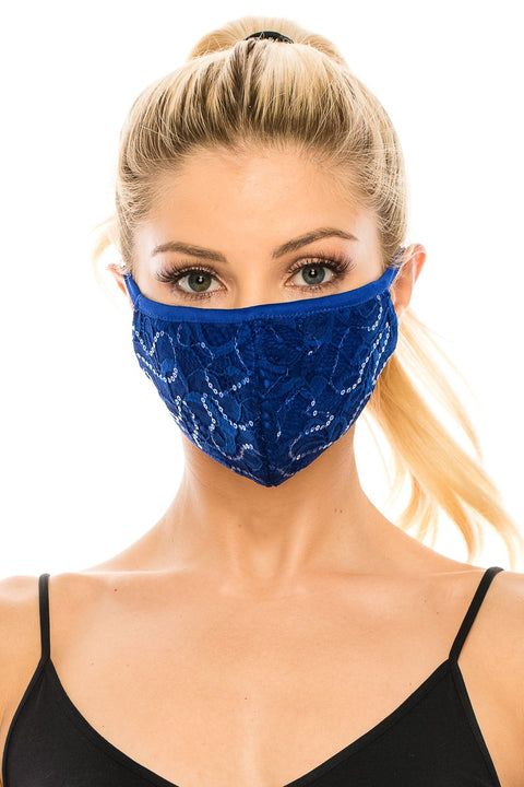 Royal Blue Sequins Mask