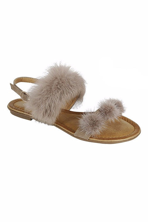 Taupe Pom Pom Sandal