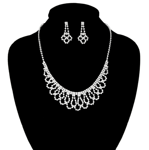 Silver Rhinestone Jr. Bib Necklace Set