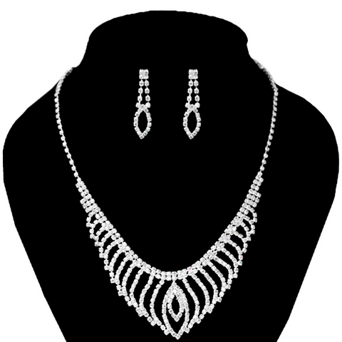 Silver Rhinestone Necklace Set