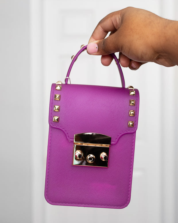 Magenta Studded Rectangle Bag