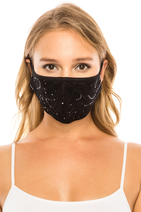 Black Sequins Mask