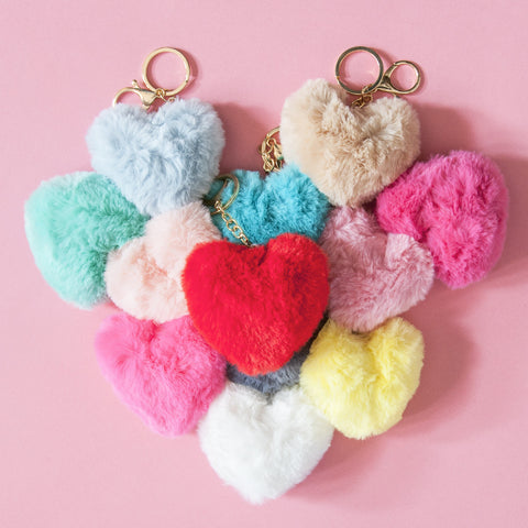 Heart-shaped Pom Pom Keyring