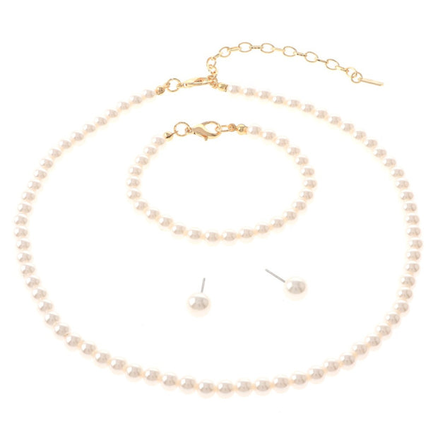 Beige Pearl Necklace Set